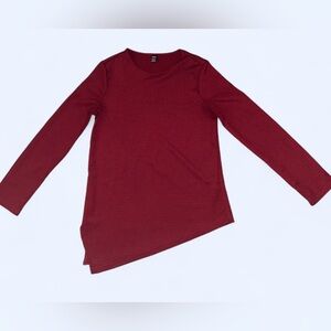 SHEIN Burgundy Rib Knit Long Sleeve Tunic Top — Size Small